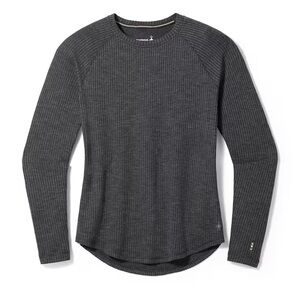 Smartwool Thermal Merino Wool Ribbed Knit Crewneck Sweater Charcoal Gray Large